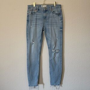 ZARA Distressed Skinny Jeans with Raw Hem - 8